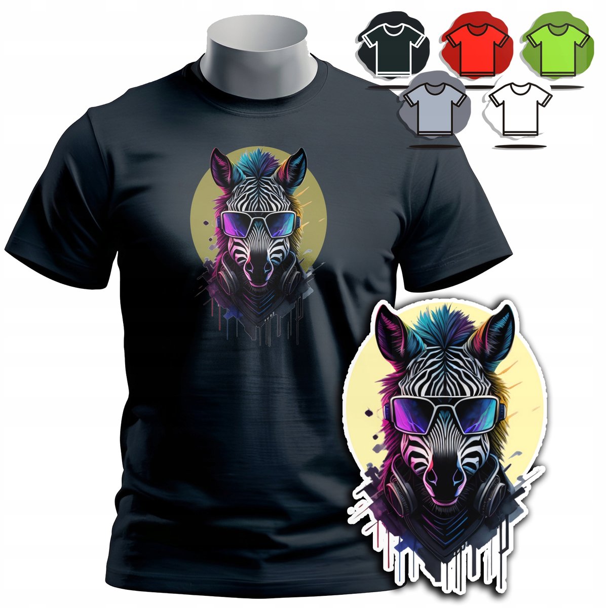 KOSZULKA T-SHIRT MĘSKI WZORY DO WYBORU - ZEBRA SAFARI ZWIERZE KOŃ HORSE- XL