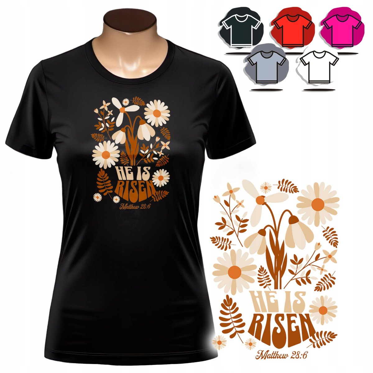 KOSZULKA DAMSKA Z NADRUKIEM T-SHIRT - LOVE KWIATY STOKROTKA PREZENT - XXL