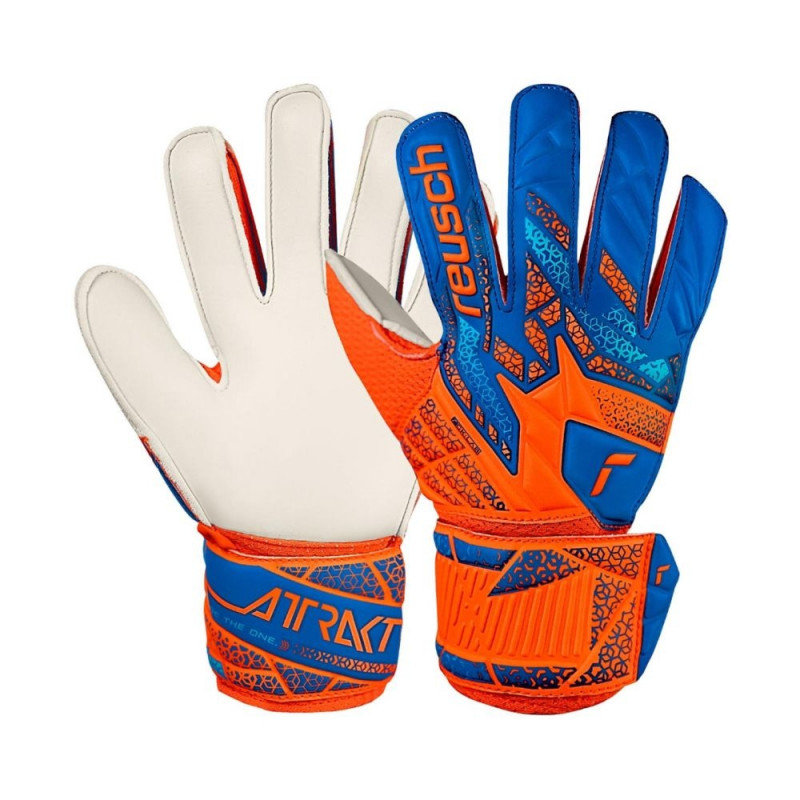 Rękawice bramkarskie dziecięce Reusch Attrakt Solid Junior pomarańczowo-niebieskie 5572515-2290, rozmiar 7,5