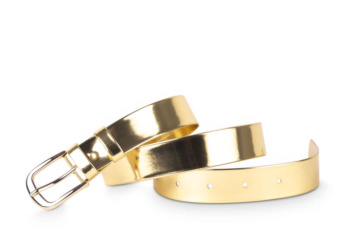 Pasek damski klasyczny złoty lakier 3 cm