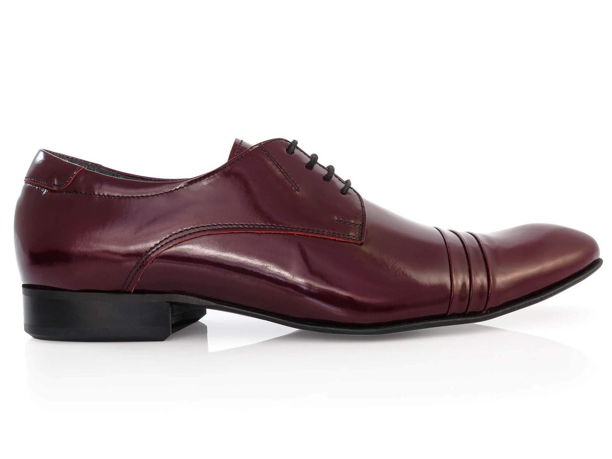 Bordowe męskie półbuty wizytowe z zakładkami T13 38