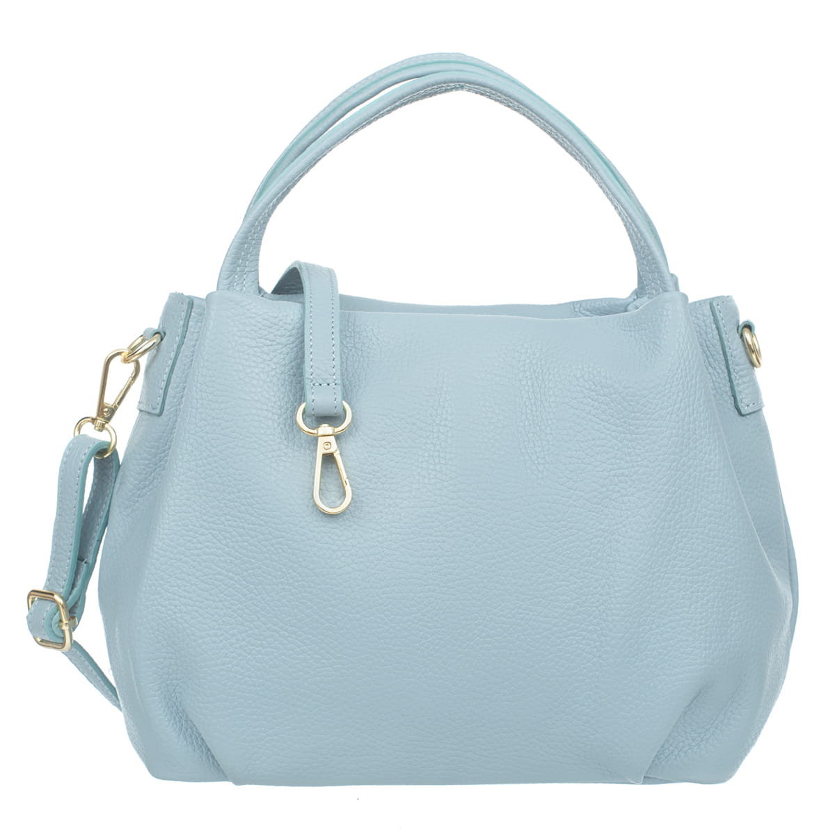 Torebka Damska Na Ramię Skórzana Vera Pelle Bolsa Błękitna