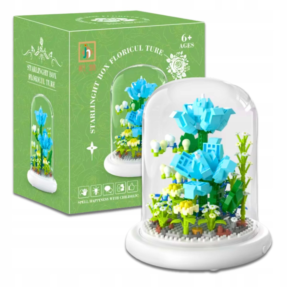 Klocki Konstrukcyjne Bukiet Kwiatów Zestaw Klocków Kwiatek W Kopule 570 el.