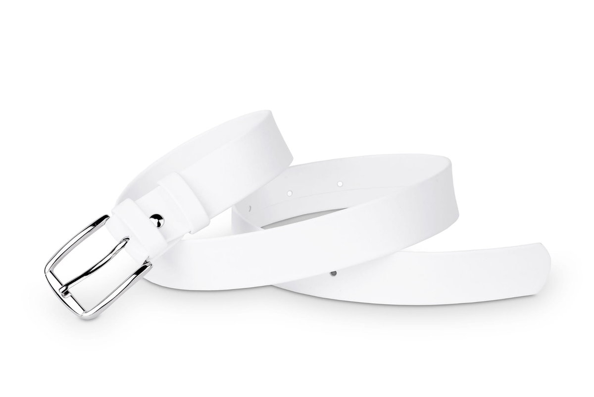 Pasek damski klasyczny biały mat 3 cm