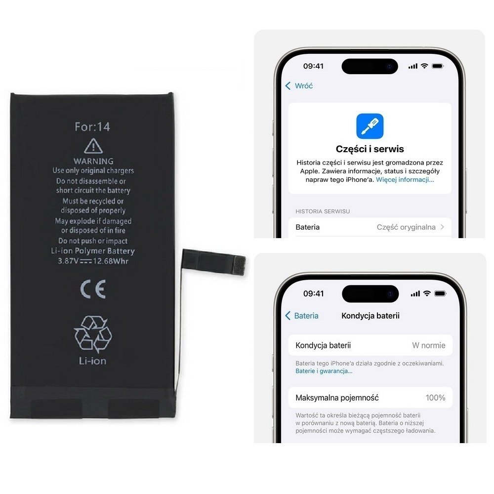 Bateria A2863 akumulator Li-ion 3279mAh Diagnosable z możliwością przypisania jako oryginał do Apple iPhone 14