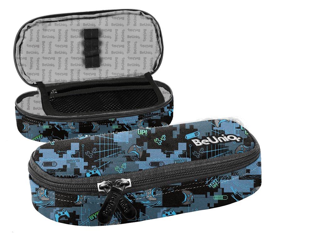 Piórnik szkolny saszetka usztywniona BeUniq Blue Pixel