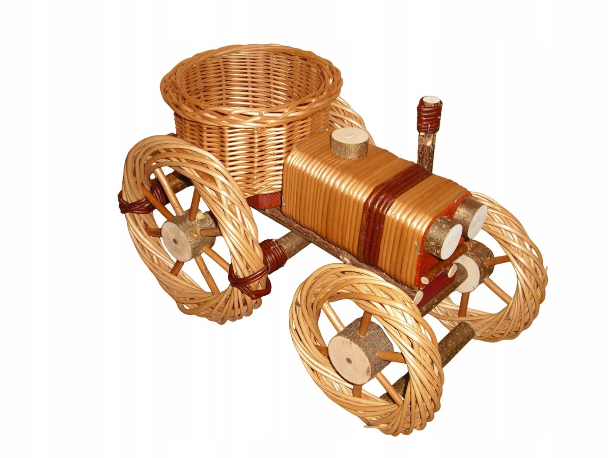 Kwietnik wiklinowy Osłonka Doniczka na kwiaty Traktor Ogród