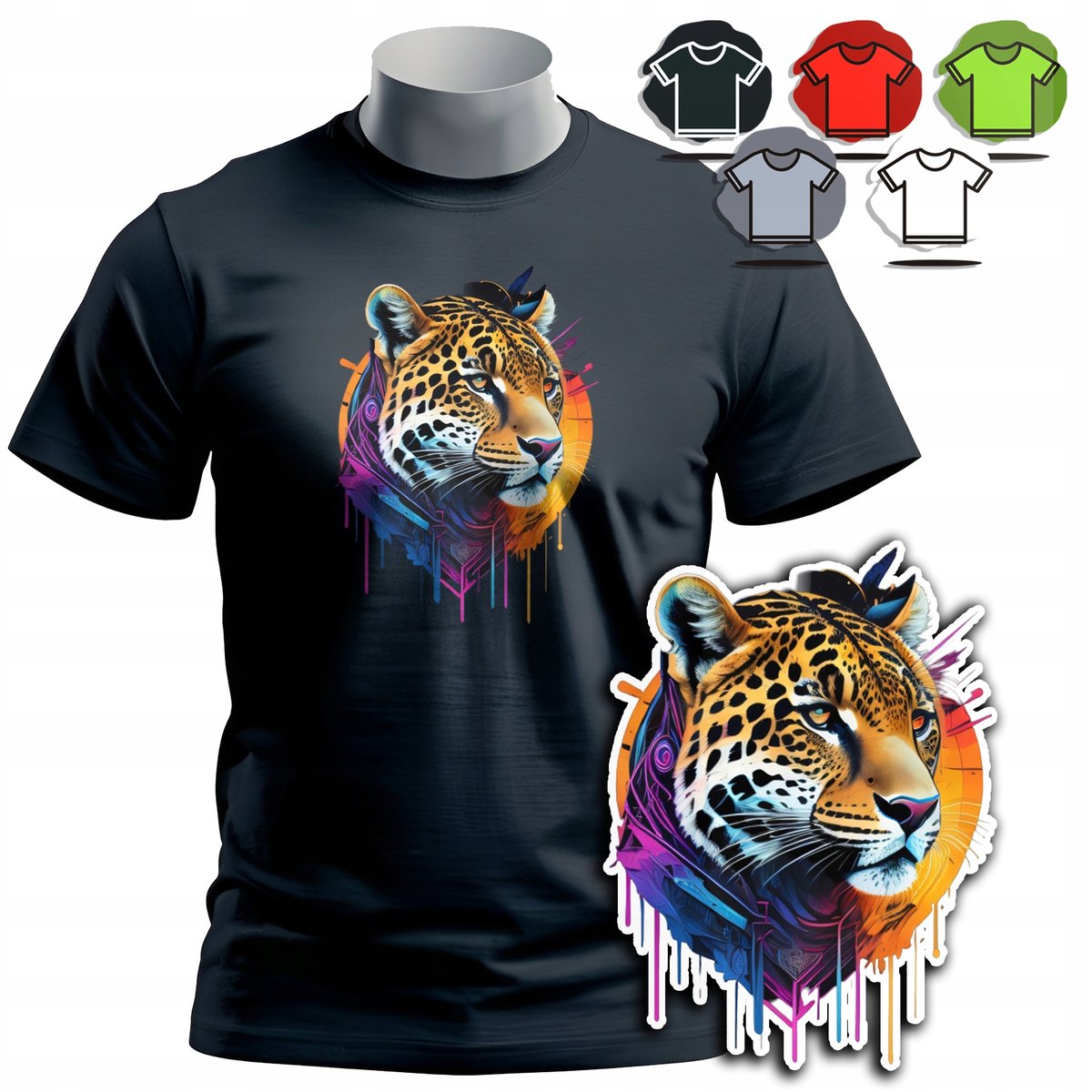 KOSZULKA T-SHIRT MĘSKI WZORY DO WYBORU - TYGRYS TIGER PUMA ZWIERZE - L