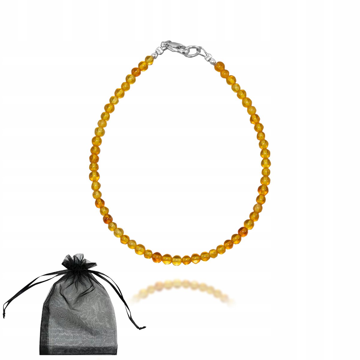 Bransoletka naturalny BURSZTYN BAŁTYCKI żółty kule 2,6mm 17cm