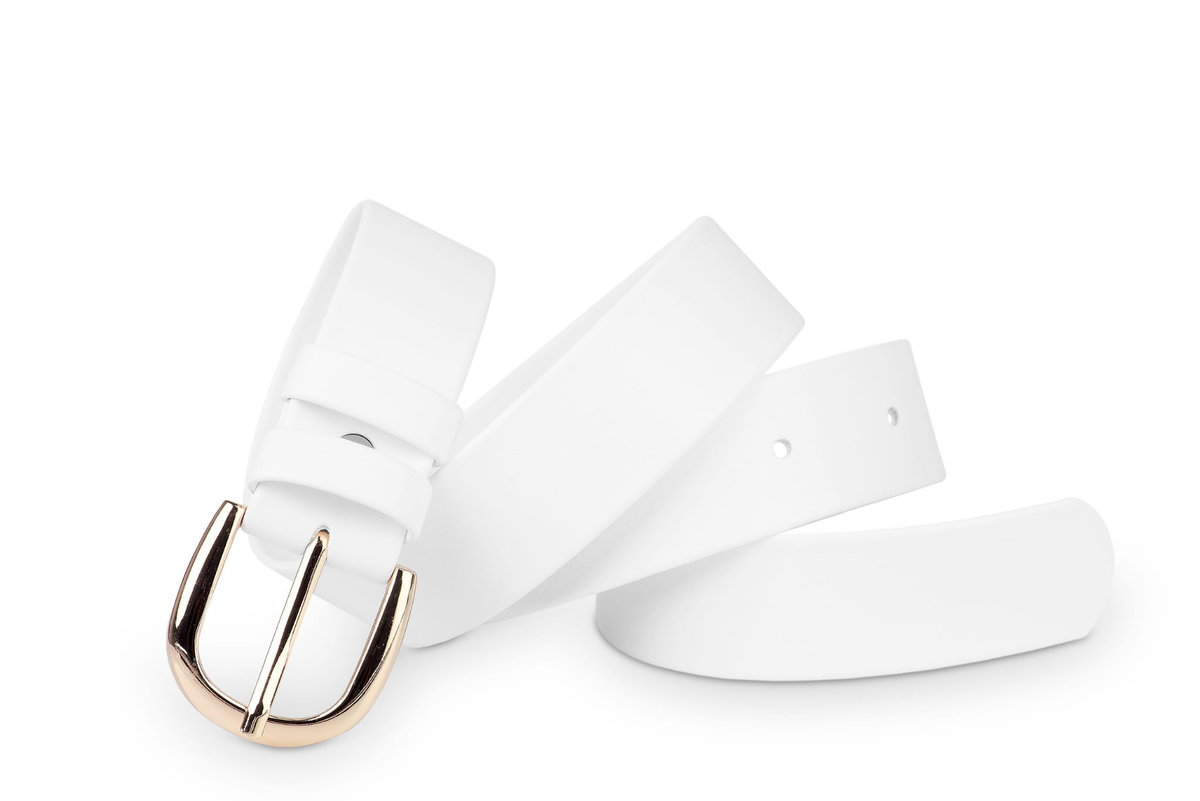Pasek damski klasyczny biały mat 3 cm