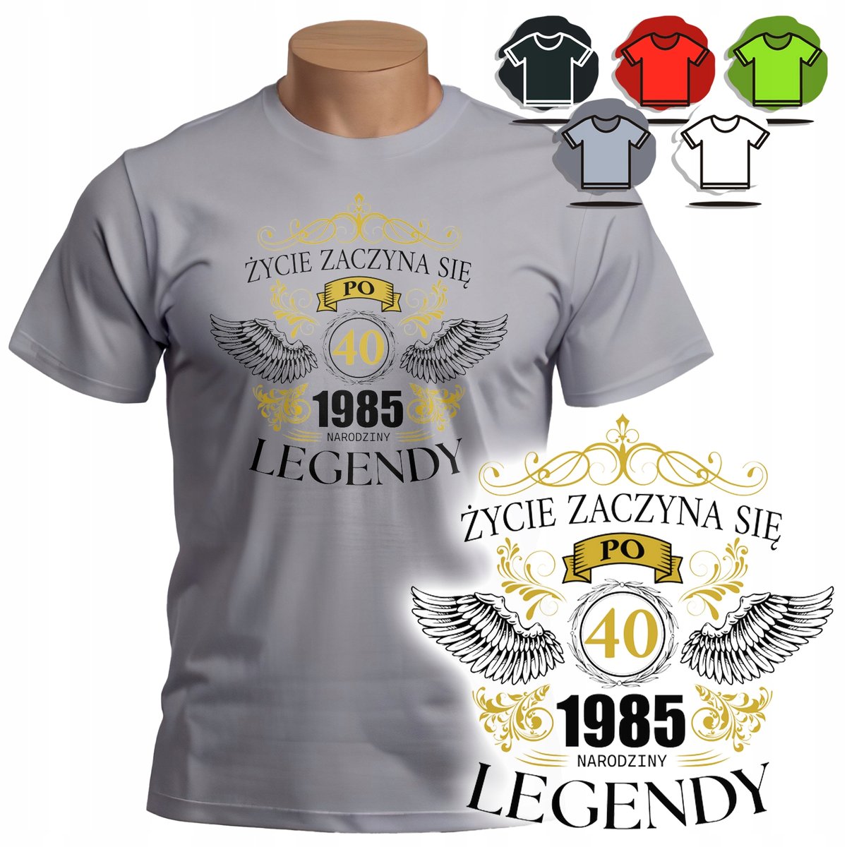 KOSZULKA T-SHIRT MĘSKI WZORY DO WYBORU - ŻYCIE PO 40 PREZENT URODZINY - 3XL