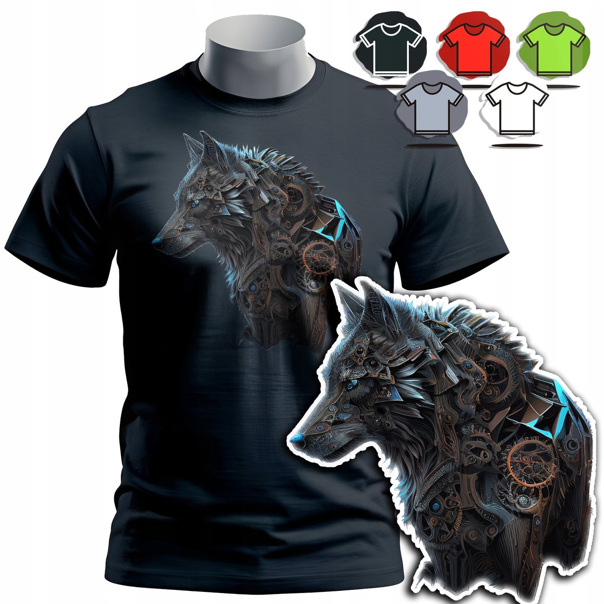 KOSZULKA T-SHIRT MĘSKI WZORY DO WYBORU - WILK WOLF ALFA ZWIERZE KŁY - XXL