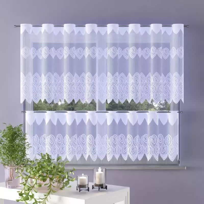 Zazdrostka żakardowa metrażowa Vineala wys. 45cm biała A052 - 45 cm