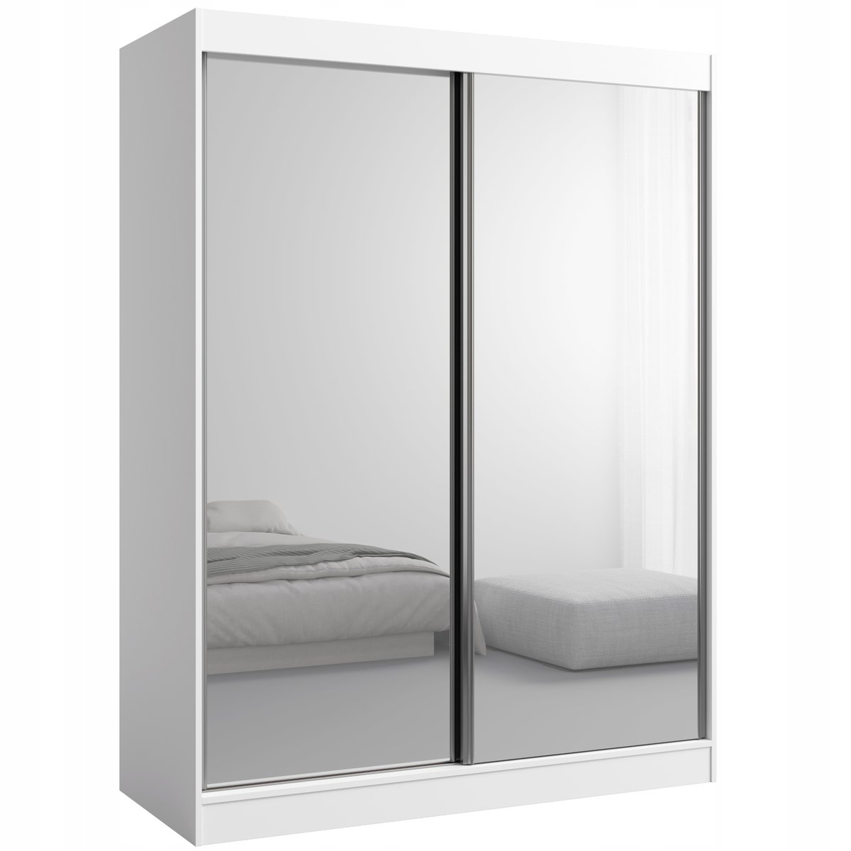Szafa przesuwna z lustrem Como 2D2L 150 Biała