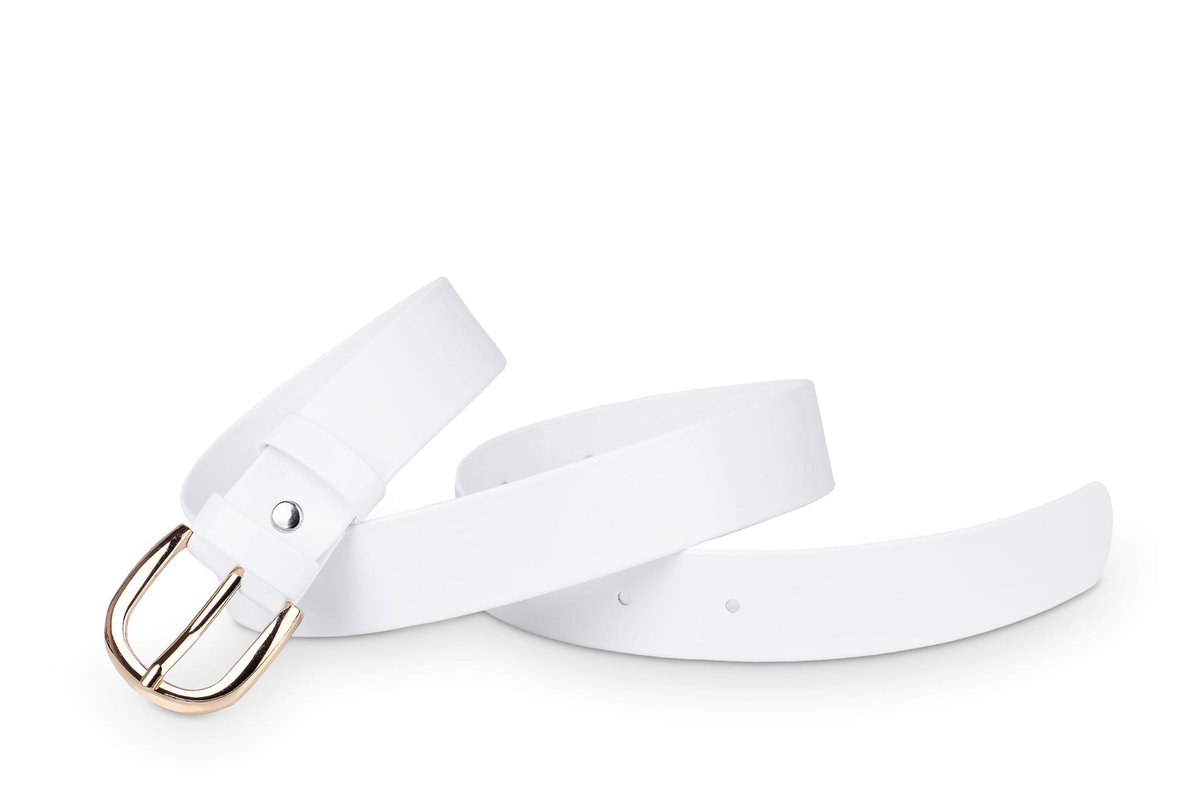 Pasek damski klasyczny biały lakier 3 cm
