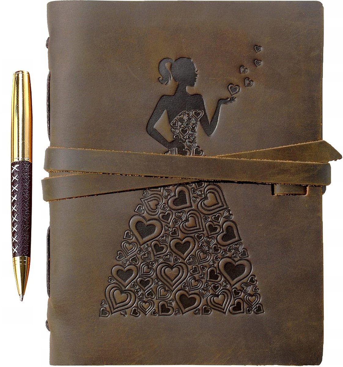 Notes Dziennik Skórzany Postarzany Vintage 20 X 15Cm Z Motywem Panny Młodej