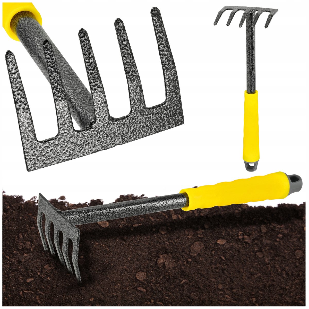 Grabki Ogrodowe Ogrodnicze Metalowe Do Grabienia Spulchniania Grabie 30cm