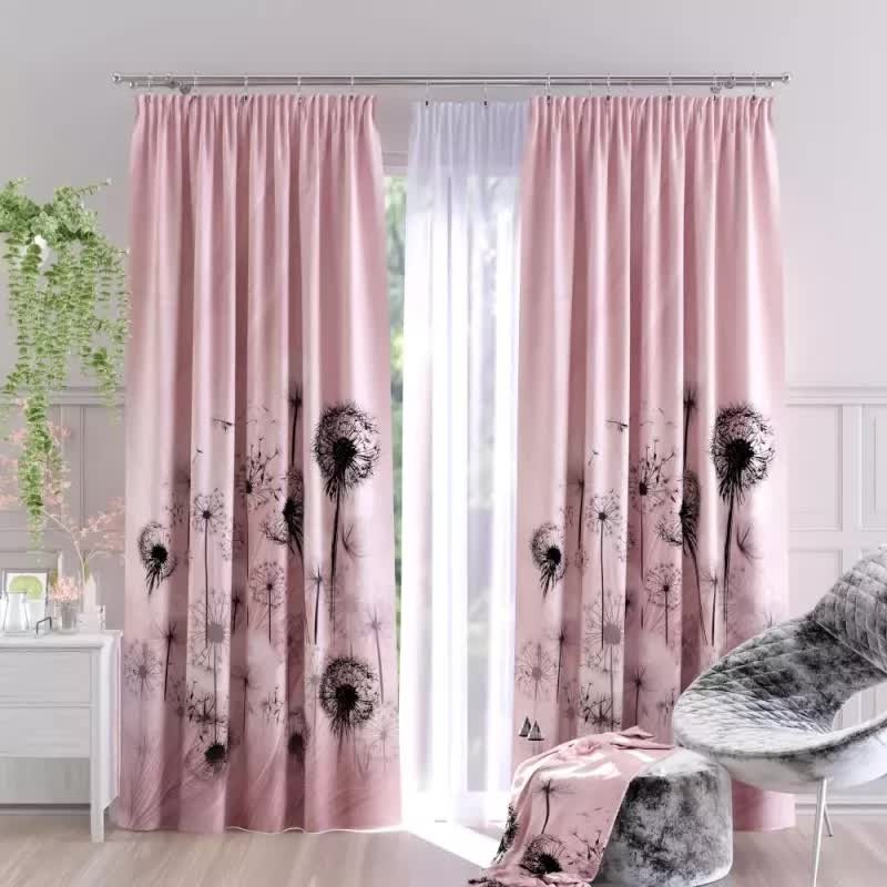 Zasłona gotowa tkanina drukowana Dmuchawce Róż 150x250 cm - 250 cm 150 cm