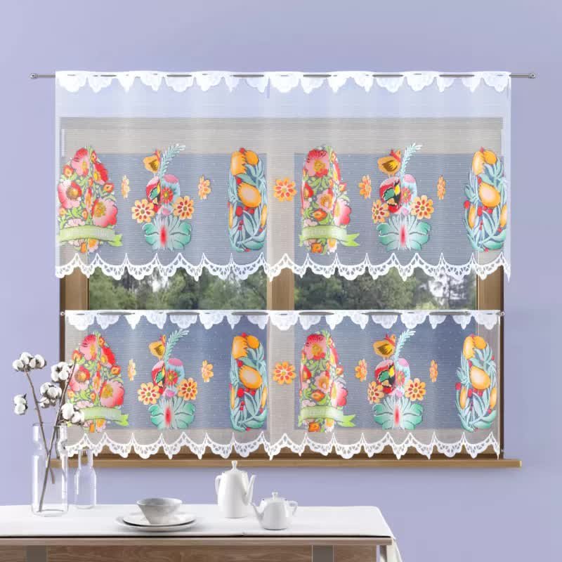 Zazdrostka żakardowa Pisanka wys. 80 cm biało-kolorowa - 80 cm