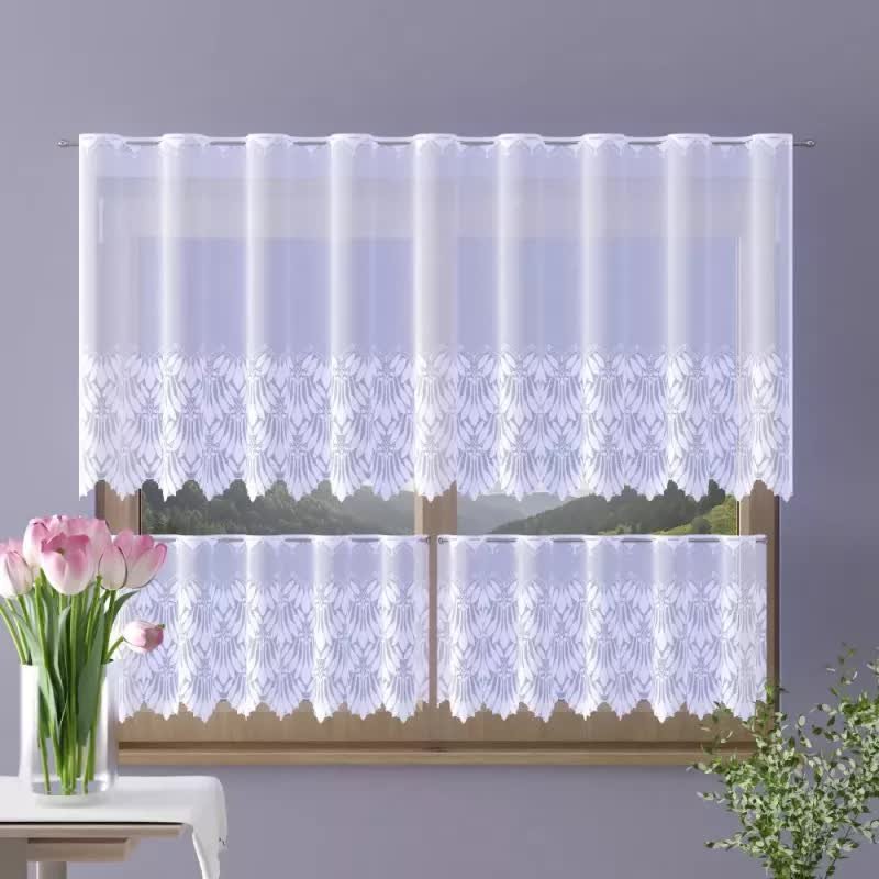 Zazdrostka żakardowa metrażowa Alisma wys. 90cm biała A149 - 90 cm