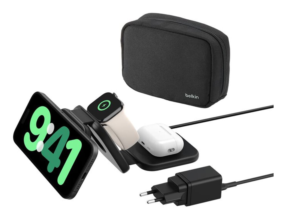 Belkin BoostCharge Pro Słuchawki, Smartfon, Smartwatch Czarny Prąd przemienny, USB Bezprzewodowe ładowanie Szybkie ładowanie Wewnętrzna