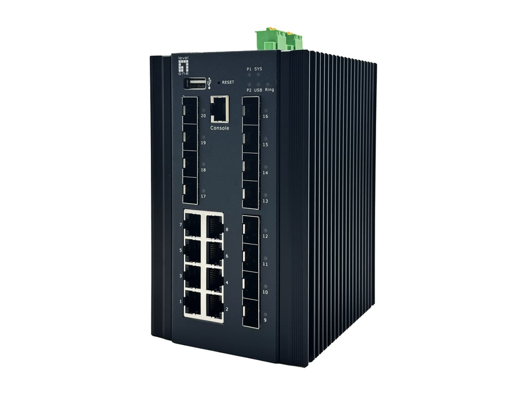LevelOne IGX-2072 łącza sieciowe Zarządzany L2+ Gigabit Ethernet (10/100/1000) Czarny