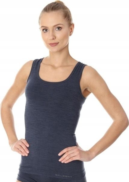 Brubeck TA10170 Koszulka damska bez rękawów COMFORT WOOL ciemny jeans M