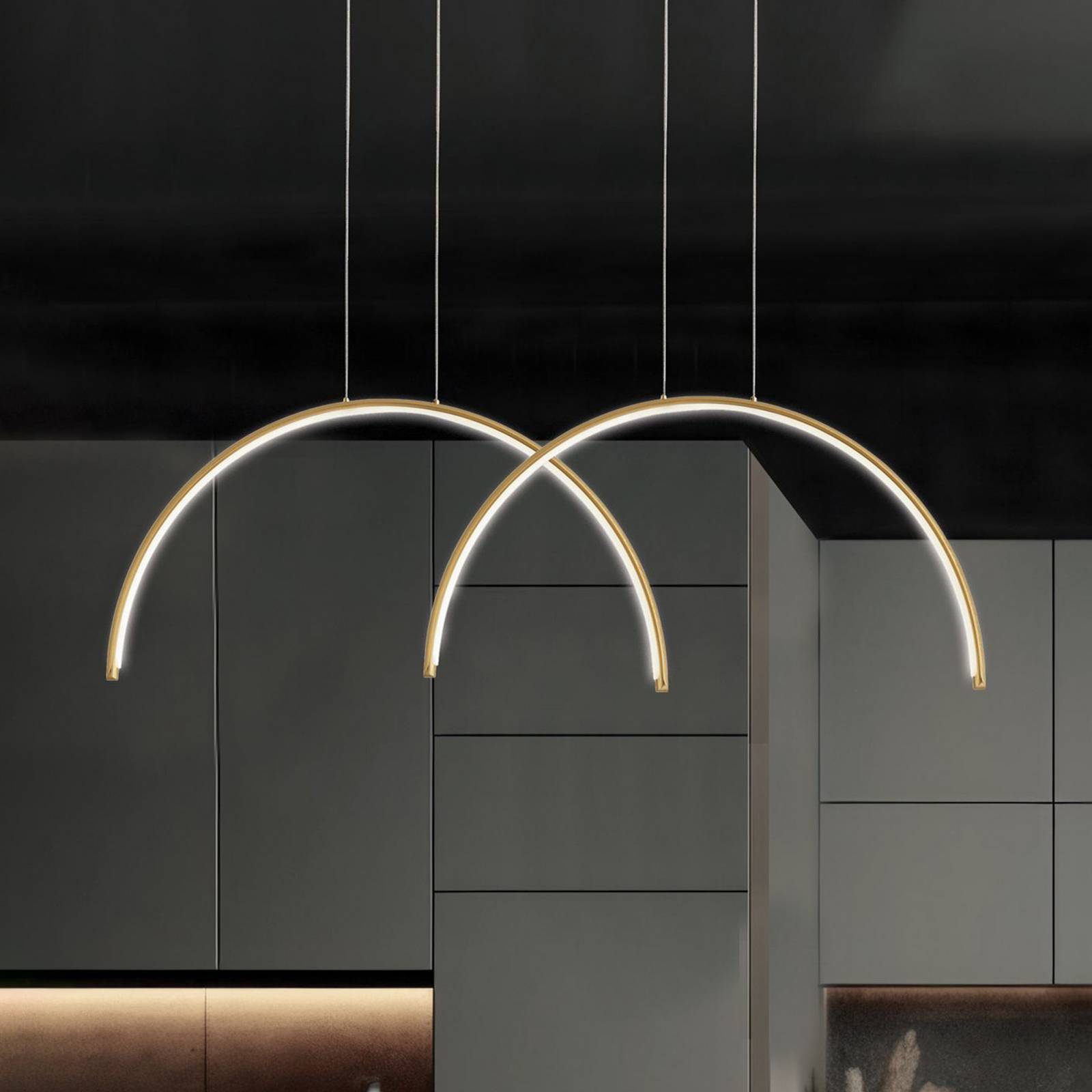 Viokef Lampa wisząca Megan, mosiężny / złoty, salon / jadalnia, aluminium, nowoczesny