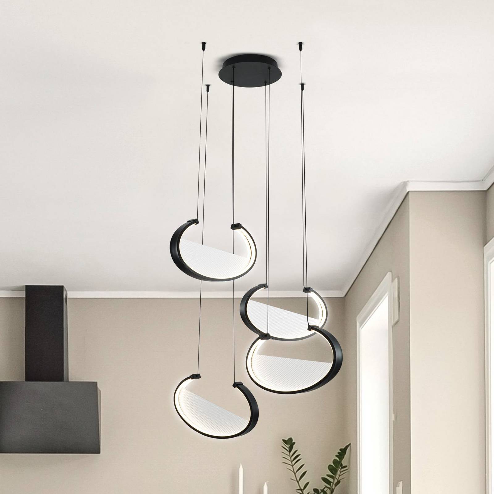 Viokef Lampa wisząca Adele, czarny, salon / jadalnia, aluminium, nowoczesny