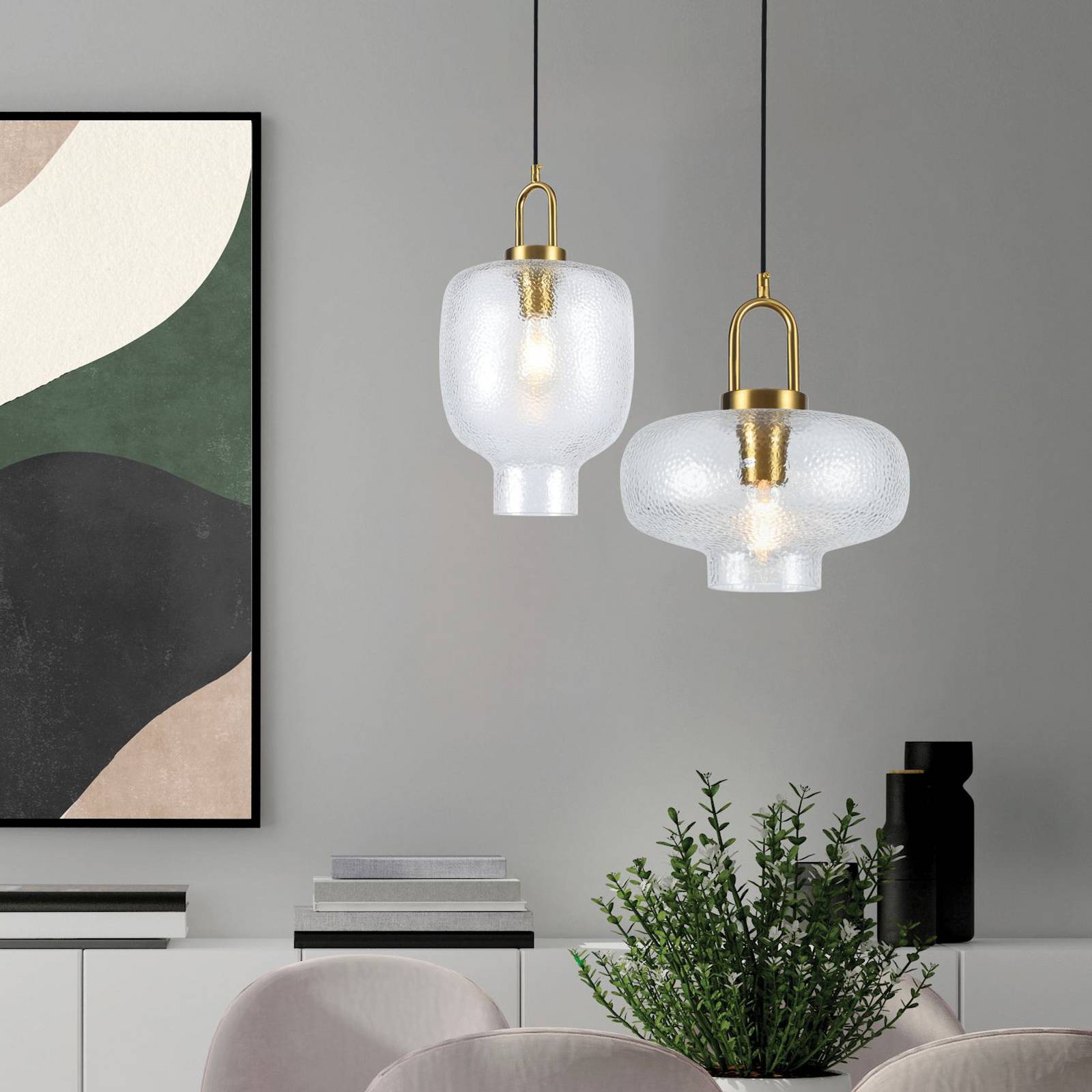 Viokef Lampa wisząca szklana Oslo, możliwość ściemniania, przezroczysty / transparentny, salon / jadalnia, szkło, skandynawski