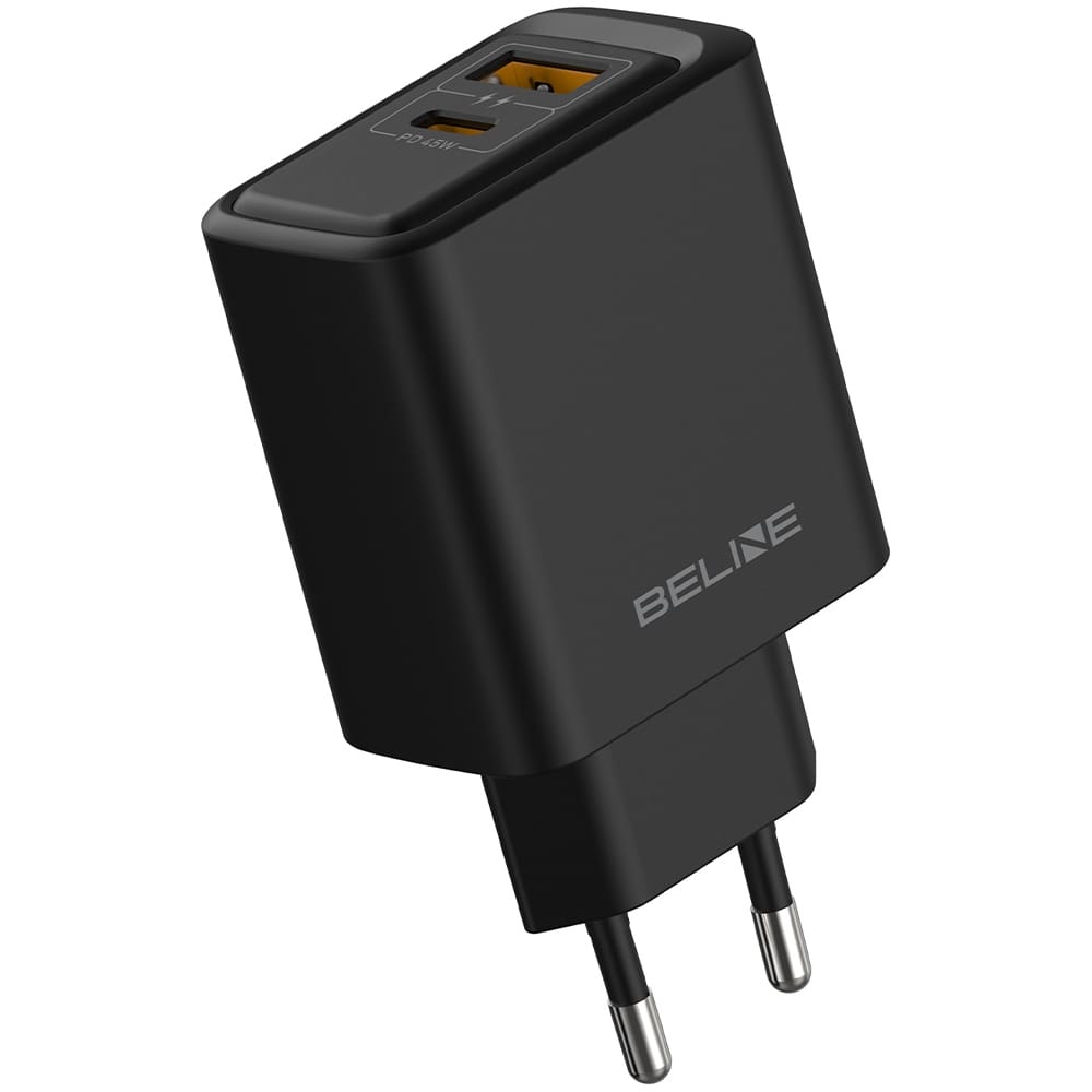 Ładowarka sieciowa Beline 45W GaN USB-A/USB-C BLN2CB45 czarny