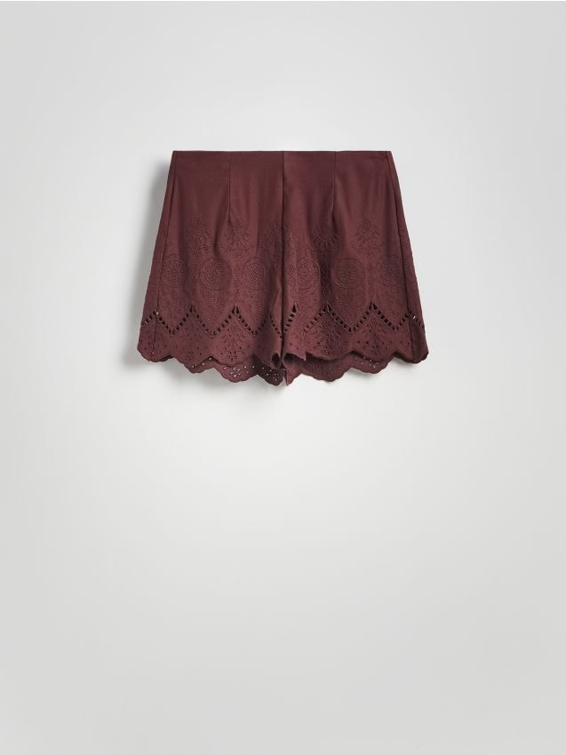 Reserved - Ażurowe szorty z wiskozą - brązowy