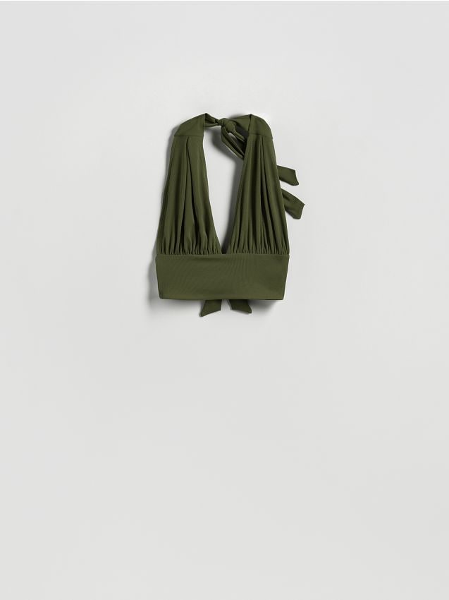 Reserved - Krótki top halter - jasny zielony
