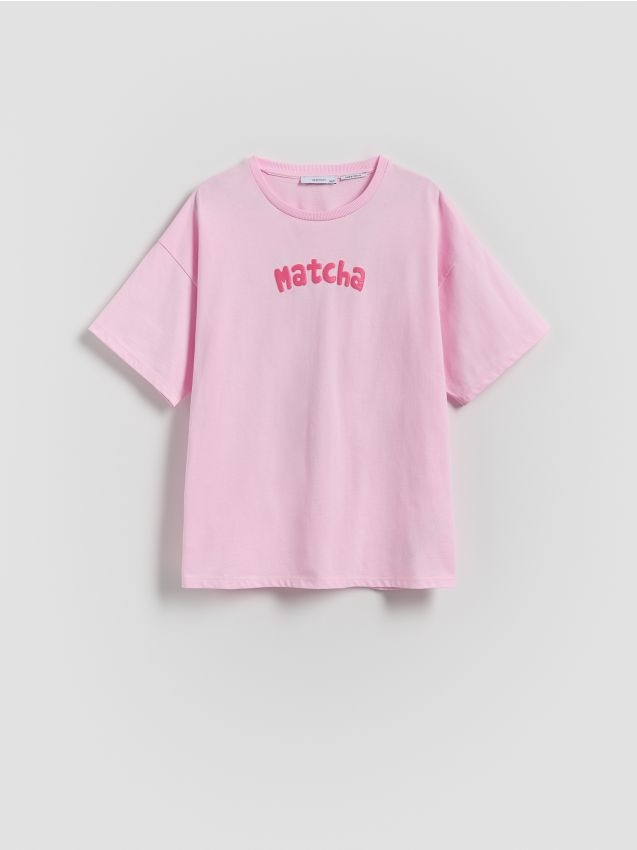 Reserved - T-shirt z nadrukiem na plecach - różowy