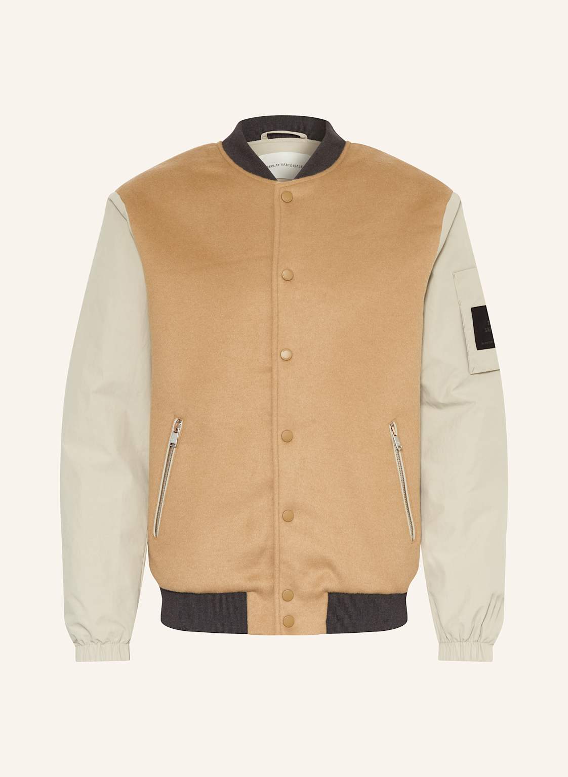 Replay Bluzon Z Mieszanki Materiałów braun