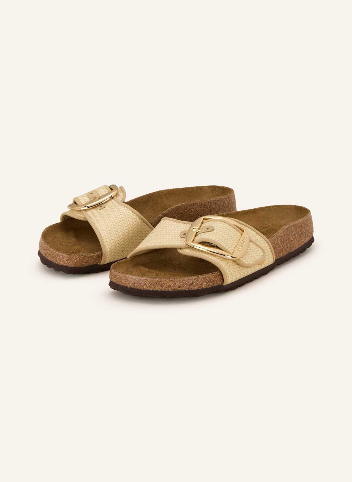 Birkenstock Klapki Madrid Big Buckle Raffia beige