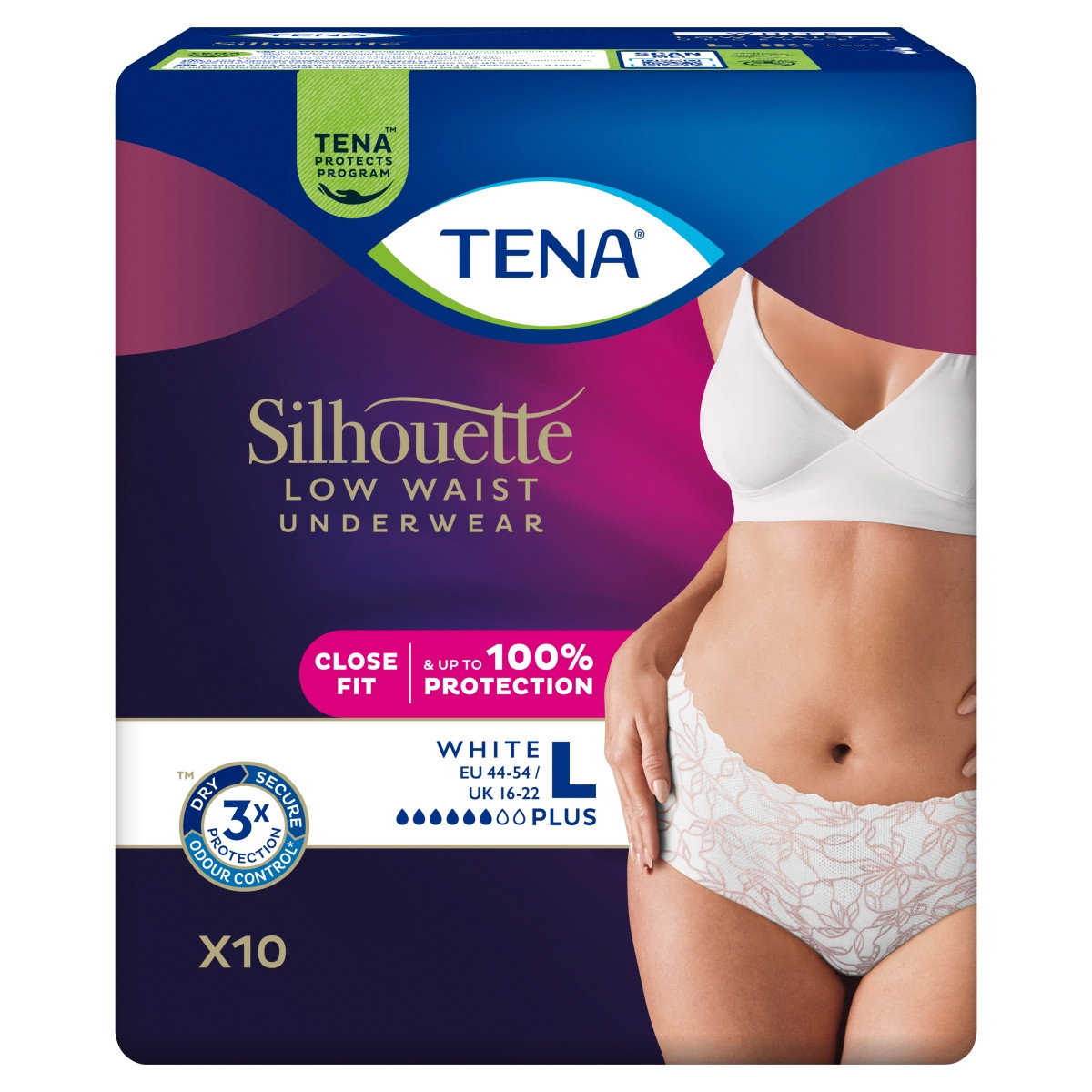 Tena Silhouette Plus White Dyskretna bielizna chłonna dla kobiet L, 10 szt. -> Wysyłka od 1,99 - odbiór w Żabce