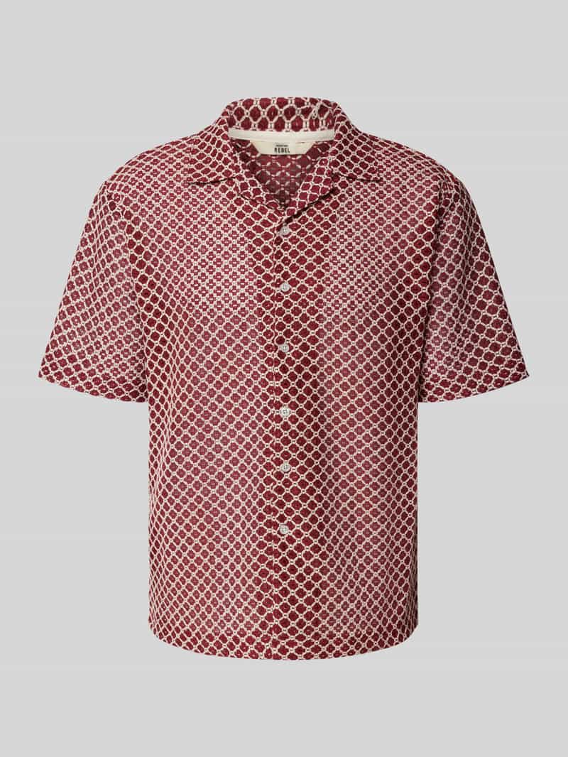 Koszula casualowa o pudełkowym kroju z ażurowym wzorem model ‘ZANDER’