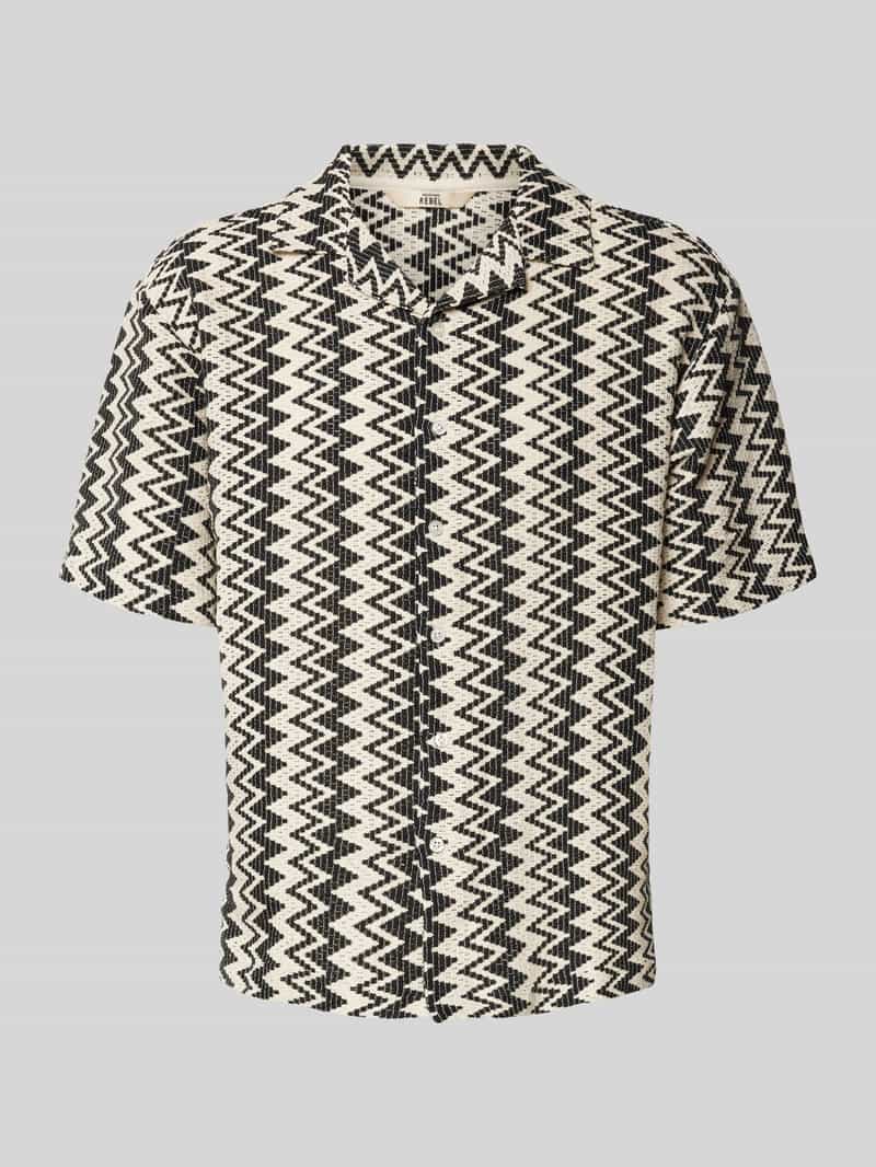 Koszula casualowa o pudełkowym kroju z ażurowym wzorem model ‘ZANDER’