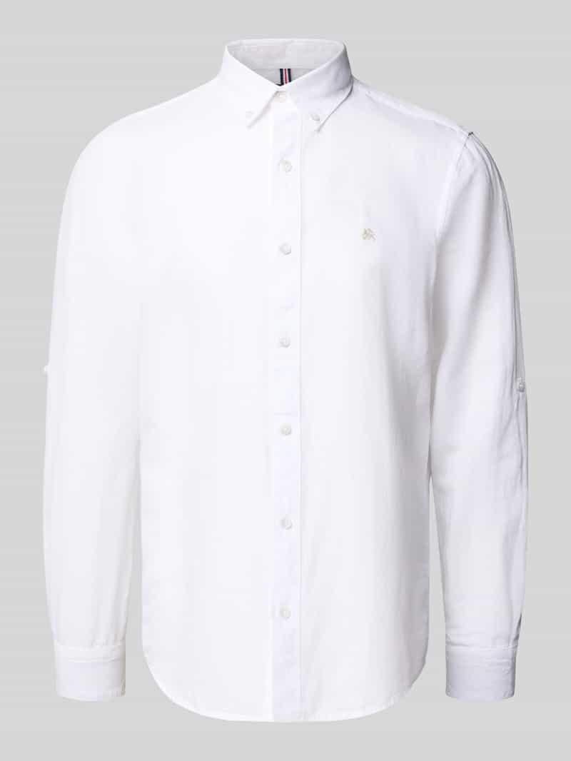 Koszula lniana o kroju regular fit z kołnierzykiem typu button down