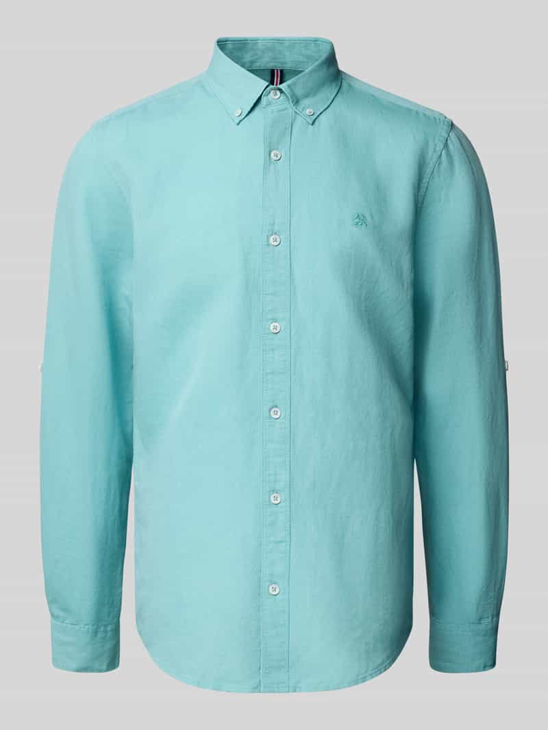 Koszula lniana o kroju regular fit z kołnierzykiem typu button down