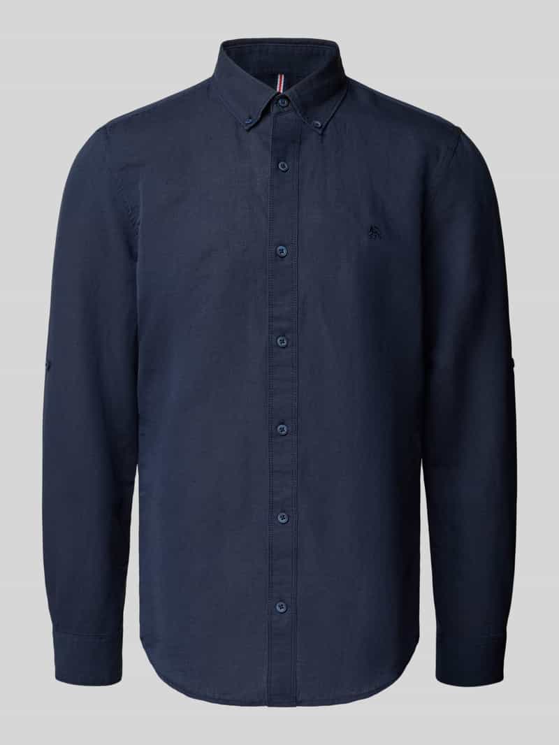 Koszula lniana o kroju regular fit z kołnierzykiem typu button down