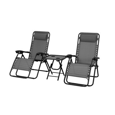 Zestaw ogrodowy stolik i 2 x fotel Delux szary