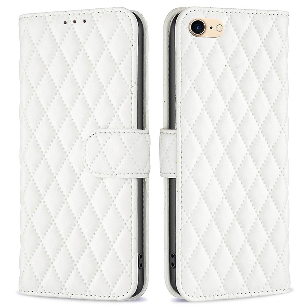 Dla iPhone 7/8 / SE (2020) / SE (2022) BF Style-14 Etui w romby Poziomy stojak Matowa okładka portfela Biały Style B iPhone SE (2022)