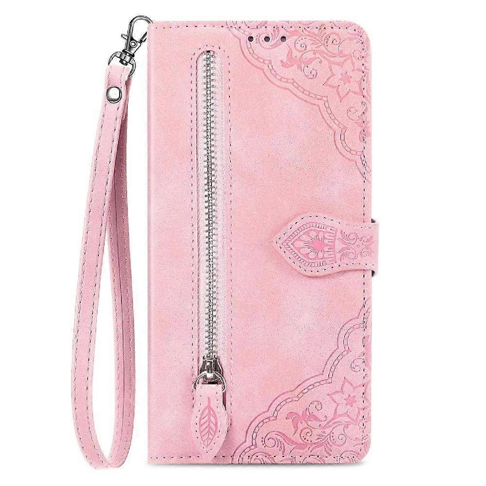 Foxdock Etui na Samsung Galaxy A55 5G Wielokolorowy portfel z klapką w stylu zamka błyskawicznego Gniazdo na wiele kart Biznes Różowy