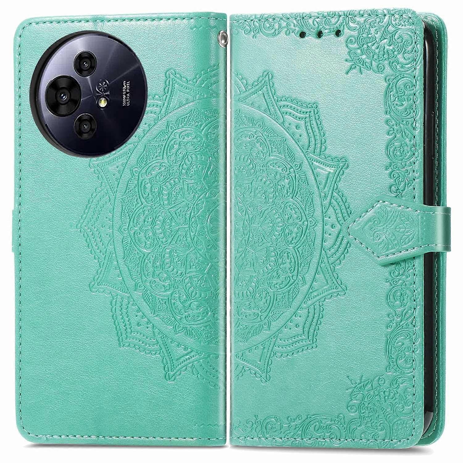 Dla TCL 50 Pro NxtPaper 5G Portfel Etui Mandala Kwiat Skórzany Pokrowiec Na Telefon Stojak View - Zielony Wielobarwny Green