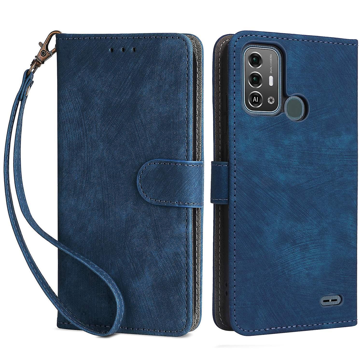 Do etui ZTE Blade A53 Pro Portfel blokujący RFID Pokrowiec na stojak z paskiem Niebieski Style B ZTE Blade A53 Pro