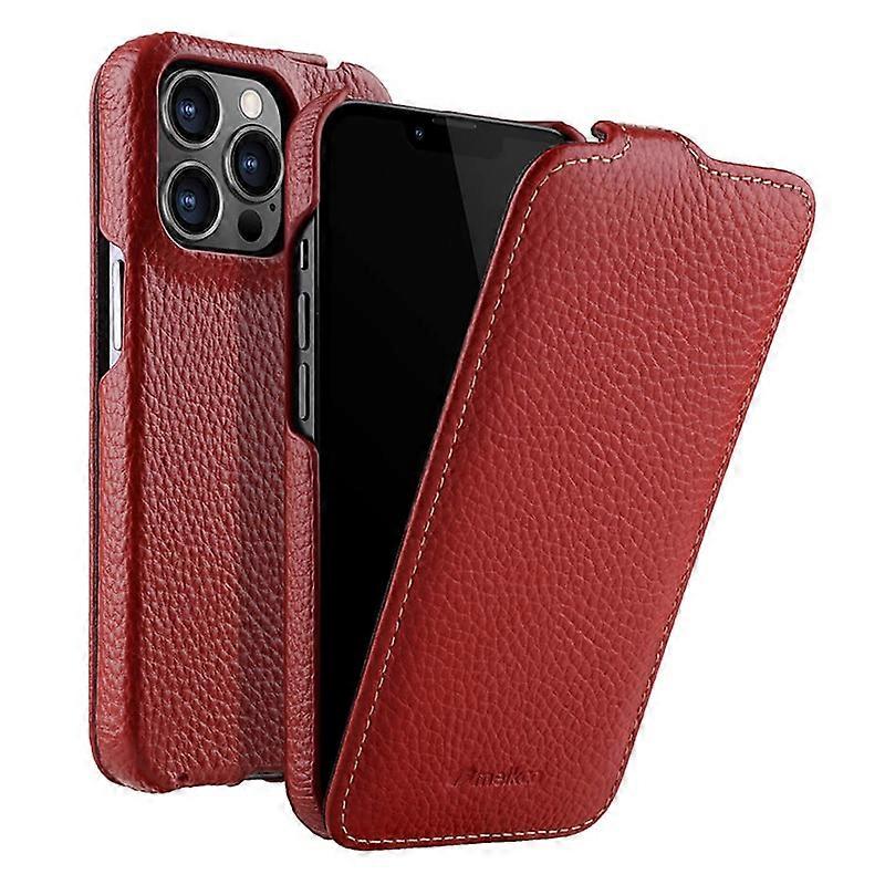 MELKCO Do iPhone'a 14 Pro Etui na telefon Prawdziwa skóra bydlęca + pionowa osłona z klapką PC Wielobarwny Style E
