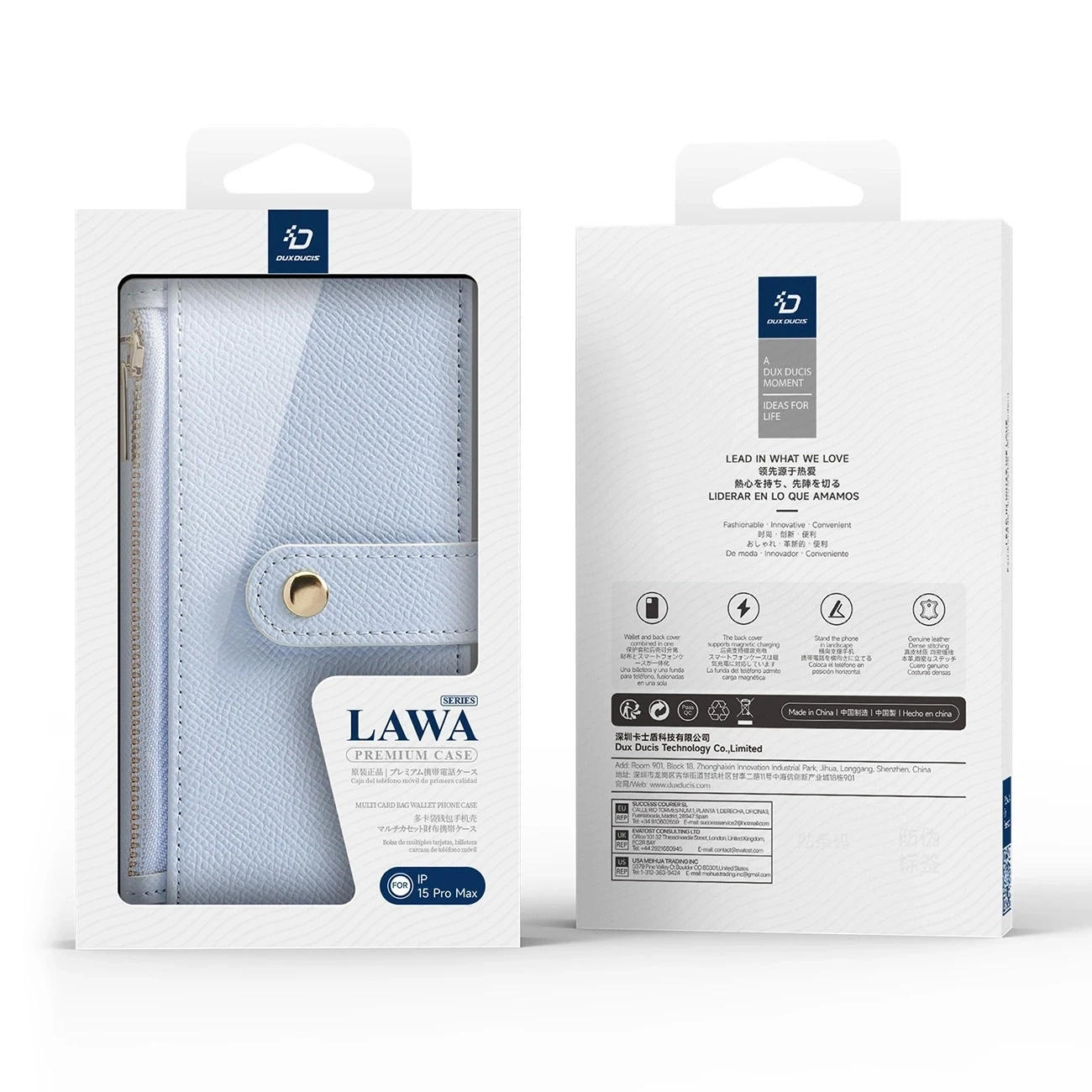 Etui do iPhone 15 Pro Dux Ducis Lawa Wallet Mag Skórzane Niebieskie