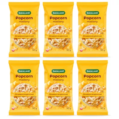 Bakalland Popcorn maślany Zestaw 6 x 90 g